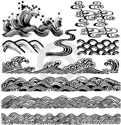 Brush stroke waves. Vector Illustration