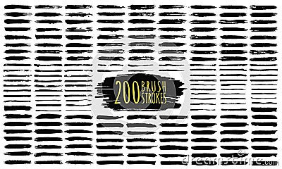 Brush strokes collection. Hand drawn brush strokes, black paint strokes and ink lines. Design elements, text boxes Vector Illustration