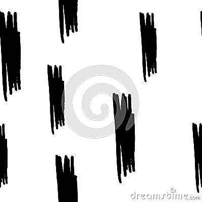 Brush strokes and lines. Grunge doodle brushes on white background. Black ink. Abstract seamless vector pattern. Vector Illustration