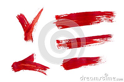 Brush strokes with red acrylic paints Stock Photo