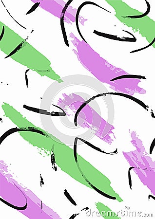 brush strokes seamless pattern with zigzag lines, triangles and dots.Modern stylish texture with labyrinth motif. Vector Vector Illustration