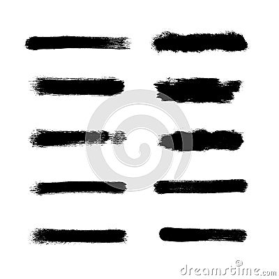 Brush strokes set, black hand paint streaks Vector Illustration