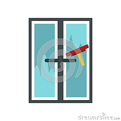 Brush washes a window icon, flat style Cartoon Illustration