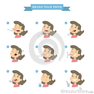 Brush your teeth. Vector Illustration