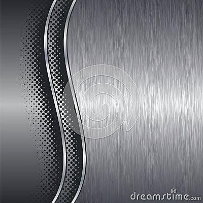 Brushed aluminium metal background with border Vector Illustration
