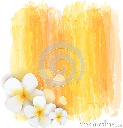 Brushed backgrounds with flowers. Yellow colored Vector Illustration