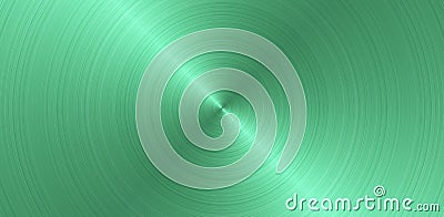 Brushed circular green metal surface. Texture of metal. Abstract steel panoramic background Stock Photo