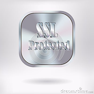 Brushed Metal Square Button - SSL Protected Vector Illustration