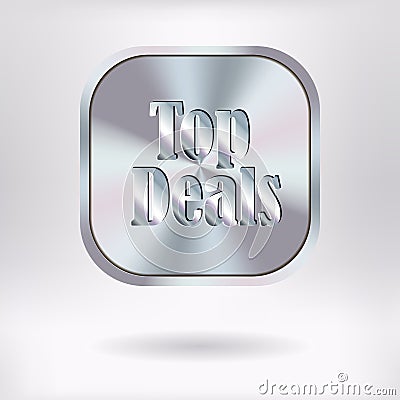 Brushed Metal Square Button - Top Deals Vector Illustration