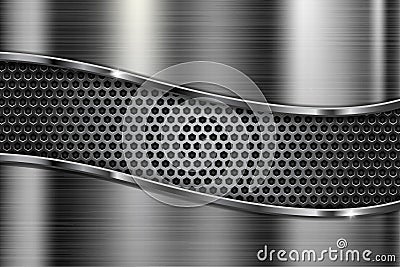 Brushed metal texture. Scratched metallic surface with perforation Vector Illustration