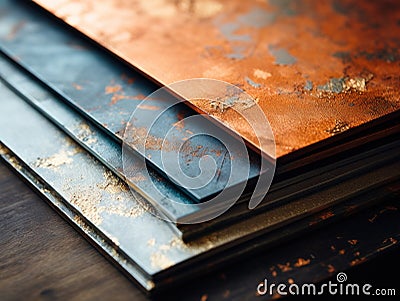 Brushed Metallic Paper: A Coppery Hue with Vintage Patina - AI Generated Stock Photo
