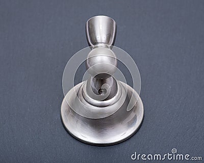 Brushed Nickel Metal Wall Hook with Damage-Free Hanging isolated on gray Stock Photo