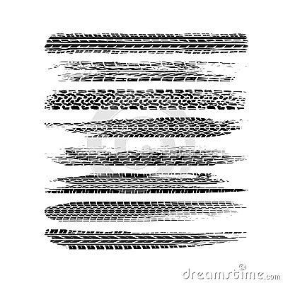 Brushed tire tracks Vector Illustration