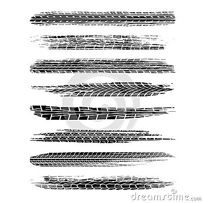 Brushed tire tracks set Vector Illustration