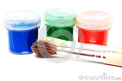 Brushes and dye Stock Photo