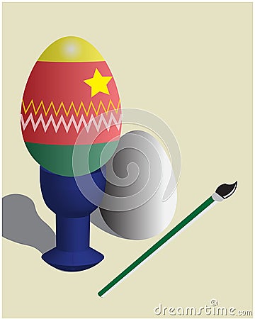 Brushes and eggs painted Vector Illustration