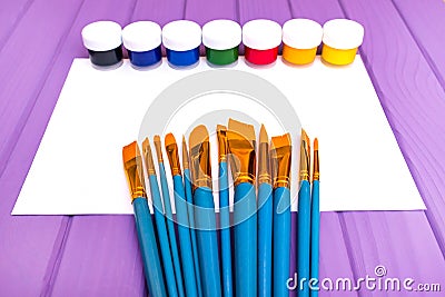 Brushes and paint. Stock Photo