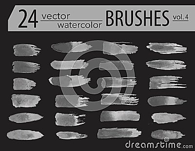 Brushes. Set of dry ink paint. Grunge textured artistic strokes, isolated on white background. Stripe paintbrush collection. Stock Photo