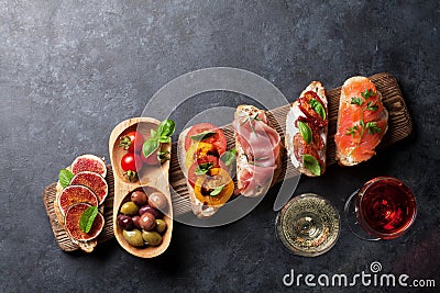 Brushetta or traditional spanish tapas Stock Photo