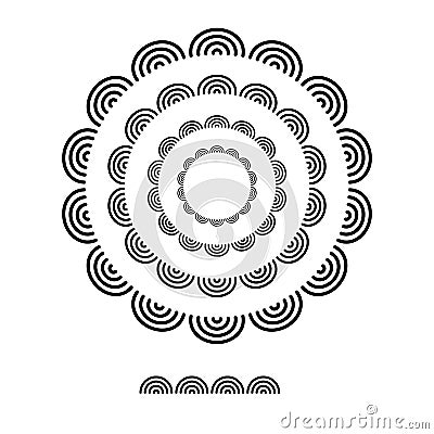 Brushs patterns in a circle line black shape design vector graphic round frames with fully editable stroke width Vector Illustration