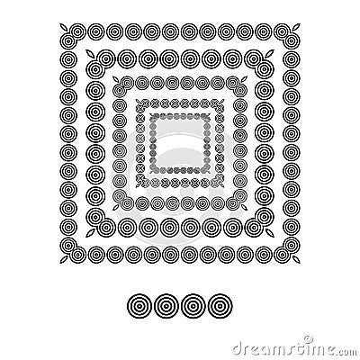 Brushs patterns in a square line black shape design vector graphic frames with fully editable stroke width Vector Illustration