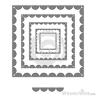 Brushs patterns in a square line black shape design vector graphic frames with fully editable stroke width Vector Illustration