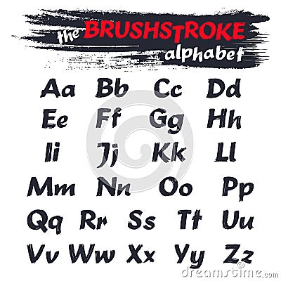 Brushstroke Alphabet Font. Grunge style. Typography alphabet for your designs. Vector Illustration