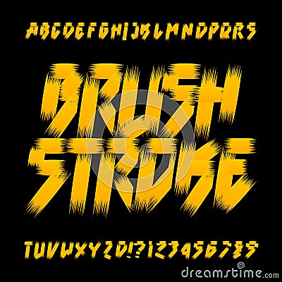 Brushstroke alphabet font. Uppercase messy grunge letters. Vector Illustration
