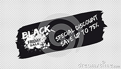 Brushstroke Black Friday Sale Banner - Vector Illustration - Isolated On Transparent Background Stock Photo