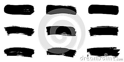 Brushstroke Grunge Texture Collection. Paint Brush Stroke Set. Abstract Graphic Design Element on White Background Vector Illustration