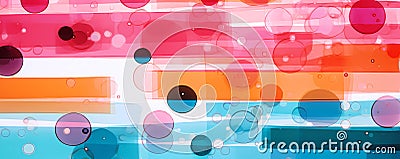 Brushstrokes and Colorful Lines: Watercolor and Crayon Blend Pattern, Generative AI Stock Photo