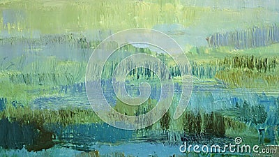 Brushstrokes green oil paint on canvas. Abstract background. Stock Photo