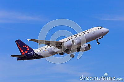 Brussels Airlines A320 takes off Editorial Stock Photo