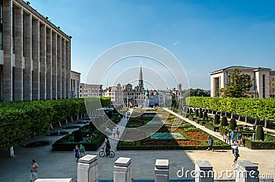 View from Mont des Arts Gardens in Brussels, Belgium Editorial Stock Photo