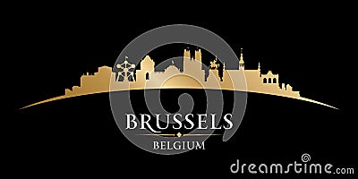 Brussels Belgium city silhouette black background Vector Illustration