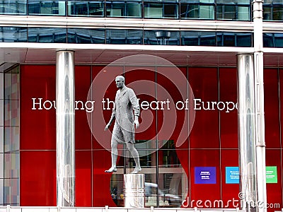 Statue in front of the Lex building of the Council of the European Union Editorial Stock Photo