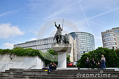 Brussels, Belgium - May 12, 2015: People at Don Quixote & Sancho Editorial Stock Photo