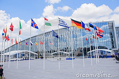 NATO NEW Headquarters building in Brussels, Belgium. Editorial Stock Photo