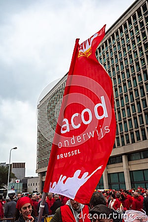 Brussels, Belgium, Protestation march of the unions for the right to protest Editorial Stock Photo