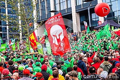 Brussels, Belgium, Protestation march of the unions for the right to protest Editorial Stock Photo