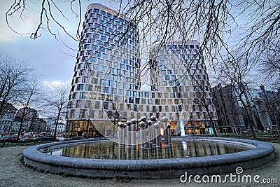 Brussels, Brabant, Belgium 01 20 2023 A wide-angle view on the Belgian Beobank Bank modern architecture Headoffice building Editorial Stock Photo