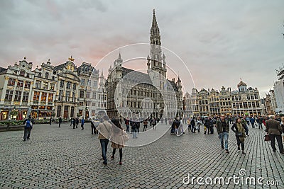 Brussels city central square Grand Place, part of UNESCO world heritage Editorial Stock Photo