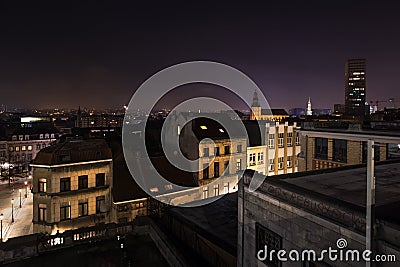 Brussels evening cityscape belgium Stock Photo