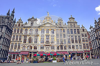 Brussels famous Grand Place where the City Hall and City Museum can be found Editorial Stock Photo