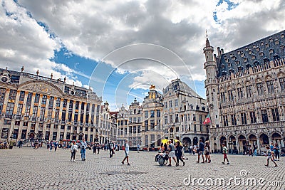 Brussels famous Grand Place where the City Hall and City Museum can be found Editorial Stock Photo