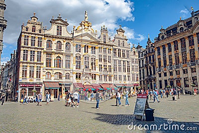 Brussels famous Grand Place where the City Hall and City Museum can be found Editorial Stock Photo