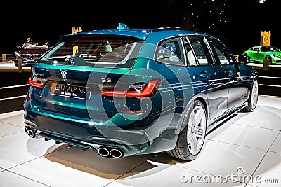 BRUSSELS - JAN 9, 2020: BMW Alpina B3 Touring Allrad model showcased at the Brussels Autosalon 2020 Motor Show Editorial Stock Photo