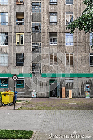 Brussels Old Town - Belgium - Entrance and facade of the social block Rempart des Moines - Papenvest - Monks Ramparts Editorial Stock Photo