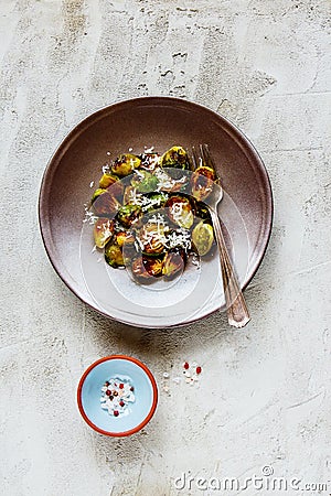 Brussels sprouts with parmesan Stock Photo