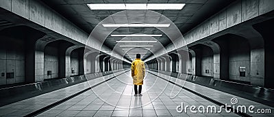 Brutal architecture subway underground poster, grey and yellow style Stock Photo